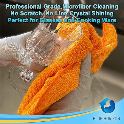 Microfiber Cleaning Towels, Pack of 24, Ultra Soft Plush Washcloth, All Purpose Premium Microfiber Detailing Cleaning Cloths Shop Towels(16" x 16", Navy Blue)