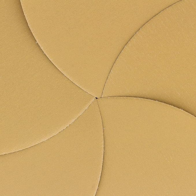 Dura-Gold Premium 500 Grit 6" Gold Sandpaper Discs, No Hole Pattern Dustless, Box of 50, Hook & Loop Backing for DA Sander, Finishing Coarse Sanding Abrasive Automotive Paint, Woodworking Wood, Metal