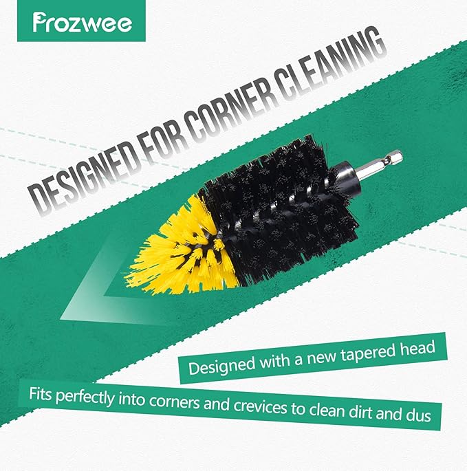 Prozwee 2PACK Tile Corner Drill Brush,Upgraded Powerful Scrubber Brush Made to Tackle Corner Stains,Cleaning Corner of Grout, Tiles, Sinks, Bathtub, Bathroom, Kitchen
