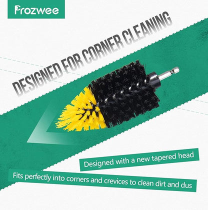 Prozwee 2PACK Tile Corner Drill Brush Set,with Extend Bar Which can Hold and Stabilize,Upgraded Brush Made to Tackle Corner Stains,Cleaning Corner of Grout, Tiles, Sinks,Bathroom,etc.