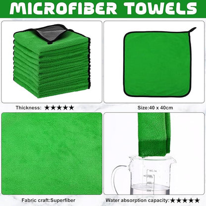 Tallew 50 Pcs Microfiber Towels 16 Inch x 16 Inch Microfiber Cloth Car Drying Towels for Cars Washing Polishing Office Windows Cleaning Household Supplies (Green,Gray)