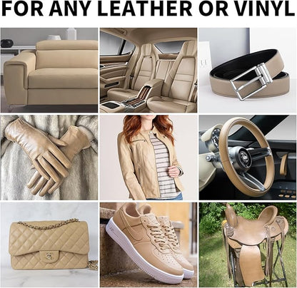 8.5 OZ Leather Recoloring Balm with 100ML Leather Conditioner - Beige Leather Repair Kit for Furniture, Leather Dye, Recolor, Renew, Repair & Restore Aged, Faded, Cracked, Peeling and Scuffed Leather