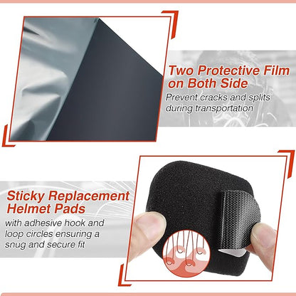 Feekoon 2 Pack Face Shield Replacement Lens with Helmet Pads, Tinted Full Face Shield Compatible with Hobart 770580, Replacement Foam Padding Kits for Welding, Grinding, DIY, Cosplay Helmet