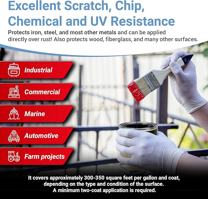RUST BULLET DuraGrade Color - Red - 1 Quart - Advanced Technology Corrossion Control, Rust Inhibitor & Protective Coating, Exceptional Adhesion, UV Resistant