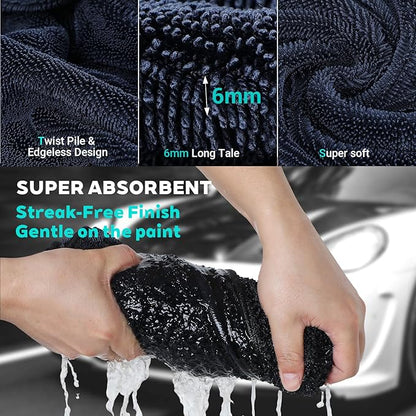 4 Pack Large Microfiber Car Drying Towels, 36x24 Inch Microfiber Towels for Cars, Ultra Absorbent, Streak Free, Scratch Free, Lint Free, Quick Dry, Multi-Purpose