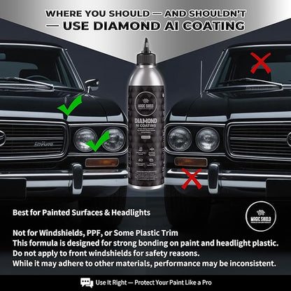 Diamond AI Coating – Graphene Liquid Self-Leveling Techology | Repairs & Protects | Last for 10 Years | High-Gloss Shine | Hydrophobic & Scratch-Resistant | for Car Paint, Headlights ONLY