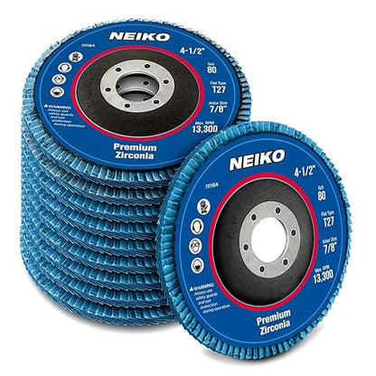 NEIKO 11116A 10 Pack Zirconia Flap Discs 4-1/2 for Angle Grinder, 40 Grit Flapper Wheel, Flat T27 Grinding Wheel 4.5 Inch Flap Disc, 7/8" Arbor Grinding Disc, Flap Wheel for Wood & Metal Sanding