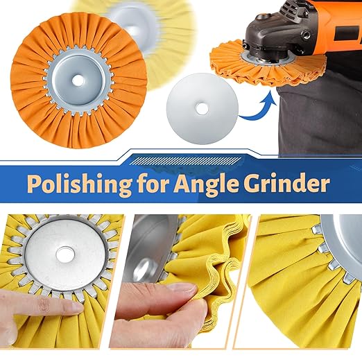 Amylove 8 Inch Airway Buffing Wheels Aluminum Wheel Polishing Kit in Diameter 5/8 Inch Arbor Hole, Polishing Compound and Metal Polish Kit for Angle Grinder(Vibrant Color,12 Pcs)