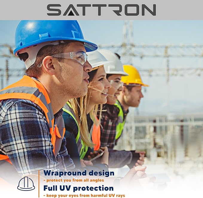 SATTRON Clear Safety Glasses Bulk of 24, ANSI Z87.1 Eye Protection for Women Men, Scratch & Impact Resistant Protective Glasses, Ideal for Lab, Construction, Shooting