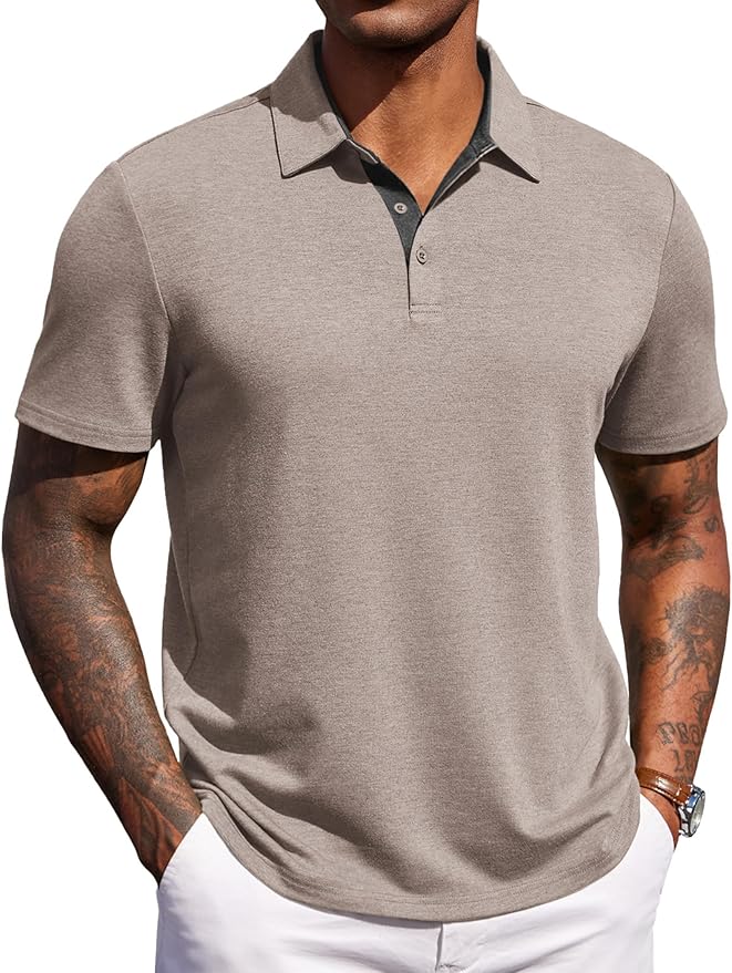 COOFANDY Mens Polo Shirts Short Sleeve Casual Summer Polo Tee Classic Collared Golf Stylish Tops