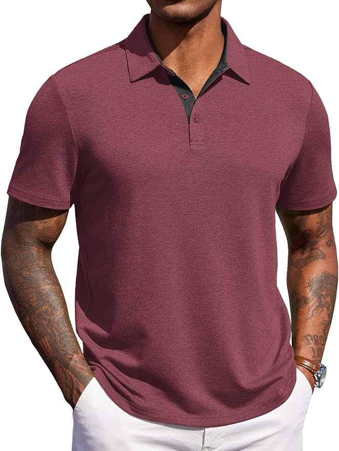 COOFANDY Mens Polo Shirts Short Sleeve Casual Summer Polo Tee Classic Collared Golf Stylish Tops