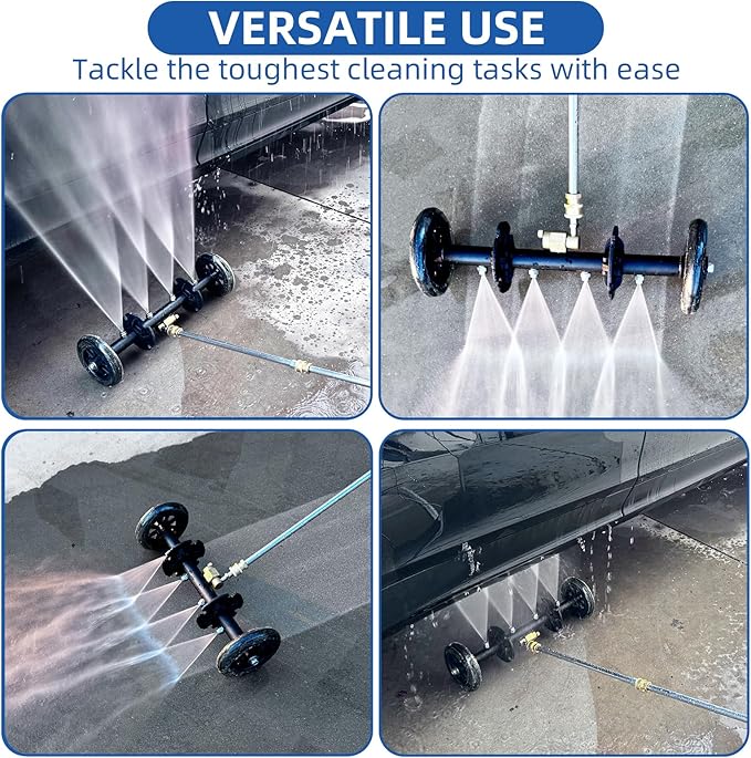 DUSICHIN Undercarriage Cleaner Water Broom Pressure Washer Attachment, 16 Inches Undercarriage Washer, Pressure Washer Underbody Car Cleaner 4 Extension Wands 4 nozzles Garden Hose Adapter DUS3202