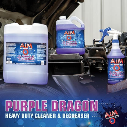 AIM Purple Dragon - Heavy Duty Degreaser Concentrate Industrial Degreaser, Wheel and Tire Cleaner, Equipment Degreaser cleaner - Premium Car Cleaner - Gal