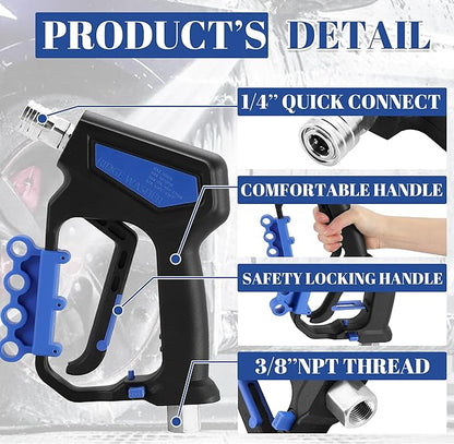 RIDGE WASHER Pressure Washer Gun Swivel, Power Washer Gun 5000 PSI with 1/4" Quick Connector, 12 GPM, 360°3/8 NPT Thread, M22-14mm and M22-15mm Fitting