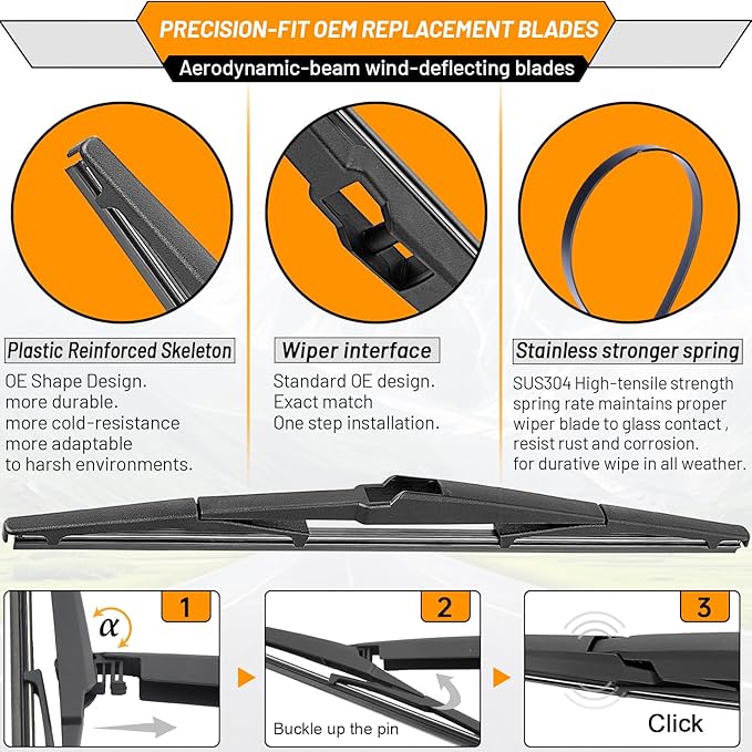 AUTOBOO 26"+16" Windshield Wipers with 14" Rear Wiper Blade Sets Replacement for Toyota CHR C-HR 2016 2017 2018 2019 2020 2021 2022 2023 -Original Factory Quality (Pack of 3)