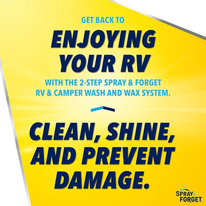 Spray & Forget RV & Camper Wash and Wax Combo, Includes RV & Camper Wash (1 Quart) and RV & Camper Wax (1 Quart) with Convenient, Ready-to-Use Hose End Adapters