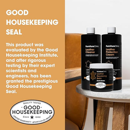 Furniture Clinic Leather Complete Restoration Kit | with Leather Recoloring Balm, Cleaner, 2-in-1 Protection Cream & Conditioner, Sponge, and Cloth | Repair Kit for Furniture (Light Grey)