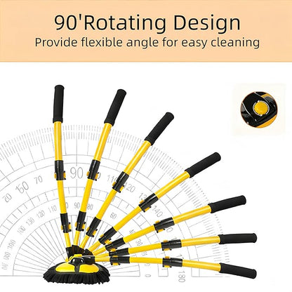 Car Wash Brush with Long Handle, 15°Curved Car Cleaning Brush with Extension Pole Scratch Free, Microfiber Exterior Cleaning Mop Mitt for Washing Roof Truck Camper SUV