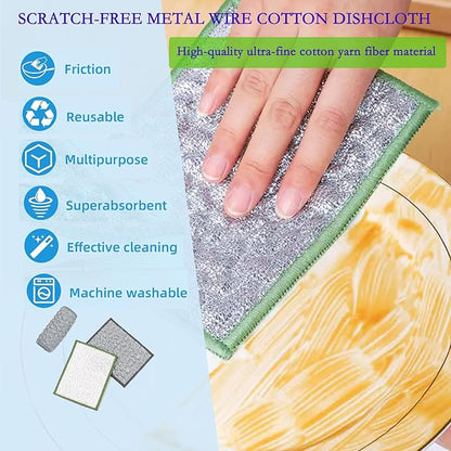 xingjieyun New Scratch-Resistant Multi-Functional Metal Wire Dish Cloth, Double-Sided for Wet and Dry use, Suitable for Washing Dishes, cookware, Sinks, stoves, and Kitchen Cleaning(2PCS)