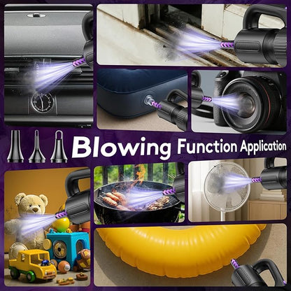 Car Vacuum Portable Cordless, 20000Pa Mini Vacuum Cleaner & Air Duster, 130W Brushless Motor Handheld Vacuum Cordless with LED Light, 7800mAh Battery, Multi-Nozzles for Car, Office, Home, Pet