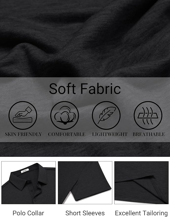 COOFANDY Mens Polo Shirts Short Sleeve Casual Summer Polo Tee Classic Collared Golf Stylish Tops