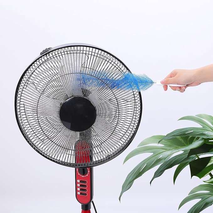3 Pcs Bendable Fan Cleaning Brush Reusable Microfiber Washable Fan Cleaner Duster for Ceiling Fan Blades Air Conditioning Home Vents Shutters Car Interior (Blue)