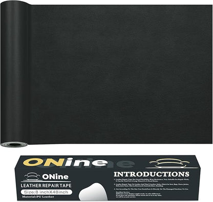 ONine Leather Repair Tape,Self Adhesive Leather Repair Patch,Leather Patches for Furniture,Sofa,Car Seats,Office Chair. Vinyl Repair Kit 8x48in(Dark Grey)