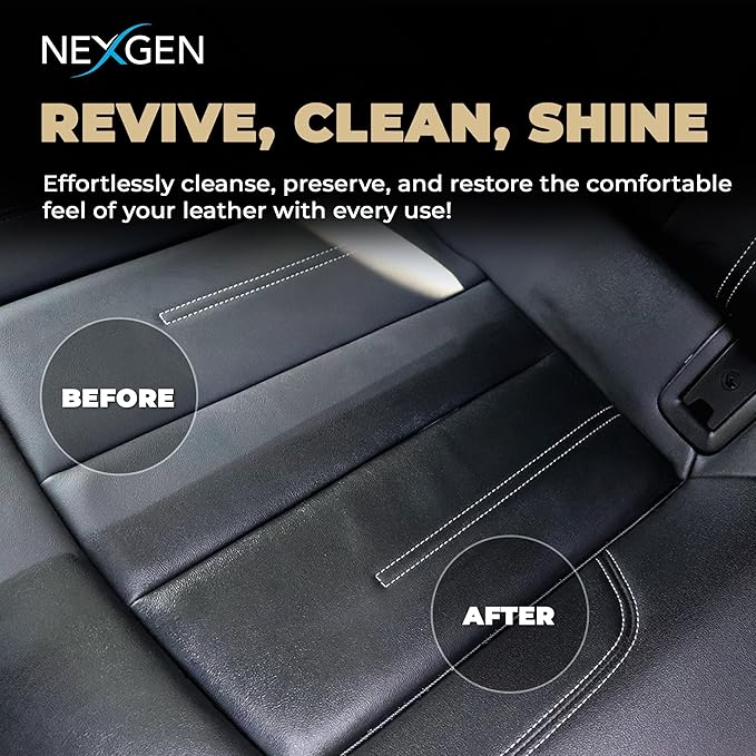 Nexgen Car Leather Cleaner - Quick Spray Car Interior Cleaner and Leather Restorer - Gentle Liquid Formula, Multi-purpose Leather Cleaner For Car, Couch, Boots, Purses, and More (16 Oz)