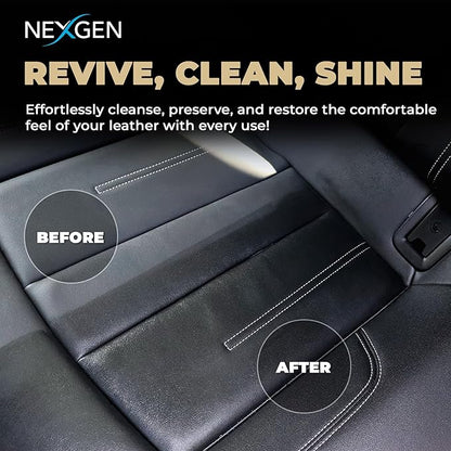 Nexgen Car Leather Cleaner - Quick Spray Car Interior Cleaner and Leather Restorer - Gentle Liquid Formula, Multi-purpose Leather Cleaner For Car, Couch, Boots, Purses, and More (16 Oz)