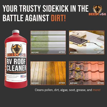 BEEST RV Roof Cleaner (32 Oz Super Concentrated Makes 5 gallons) - Roof Cleaner & Degreaser - Removes Dirt & Stains - Easy to Use - Best For Cleaning RVs, Campers, Trailer, Metal Building, Motorhomes