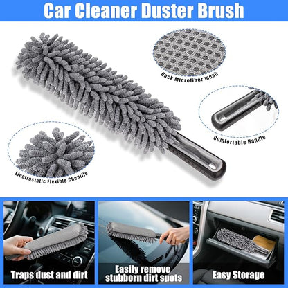 AUTODECO Car Detailing Kit, Car Detailing Brush Set with Vacuum, Bendable Car Wheel Rim Cleaner Brush Set, Car Detailing Brushes, Car Wash Cleaning Tools Kit for Interior, Exterior, Wheels, Blue