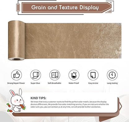 KING MOUNTAIN Leather Repair Patch,4 x 63 Inches self Adhesive Leather Repair Tape for Damaged Leather Furniture, Sofa Seating,Car Seats, Leather Goods（Khaki）