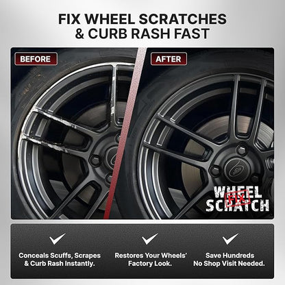 Wheel Scratch Fix® Silver Magic Car Scratch Remover Pen - Alloy Wheel Touch Up Paint Pen for Cars, Curb Rash Removal with Fast-Drying & Long-Lasting OEM Finish, Vehicles Rim Repair Paint for Chip (Dark Silver (Pen Only))