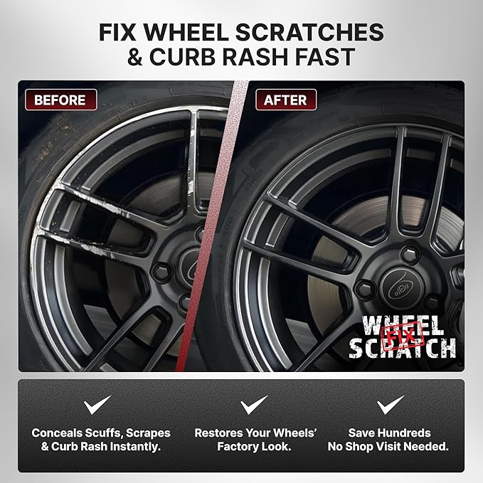 Wheel Scratch Fix® Grey Magic Car Scratch Remover Pen - Alloy Wheel Touch Up Paint Pen for Cars, Curb Rash Removal with Fast-Drying & Long-Lasting OEM Finish, Vehicles Rim Repair Paint for Chip (Anthracite (Pen Only))