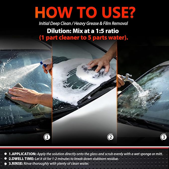 GULWU Windshield Washer Fluid Concentrate,1:80 Power Formula (30 Fl Oz), Removes Grease, Bugs, Grime from Windshields, Includes Brush