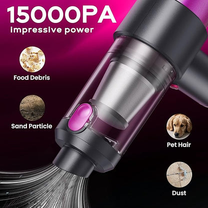 Mecanto Car Vacuum Handheld Vacuum Cleaner, 15000PA Suction, Mini Vacuums with Air Duster and Blower, Portable Hand Held Vacuum for Car, House, Crumbs, Hair (Pink)