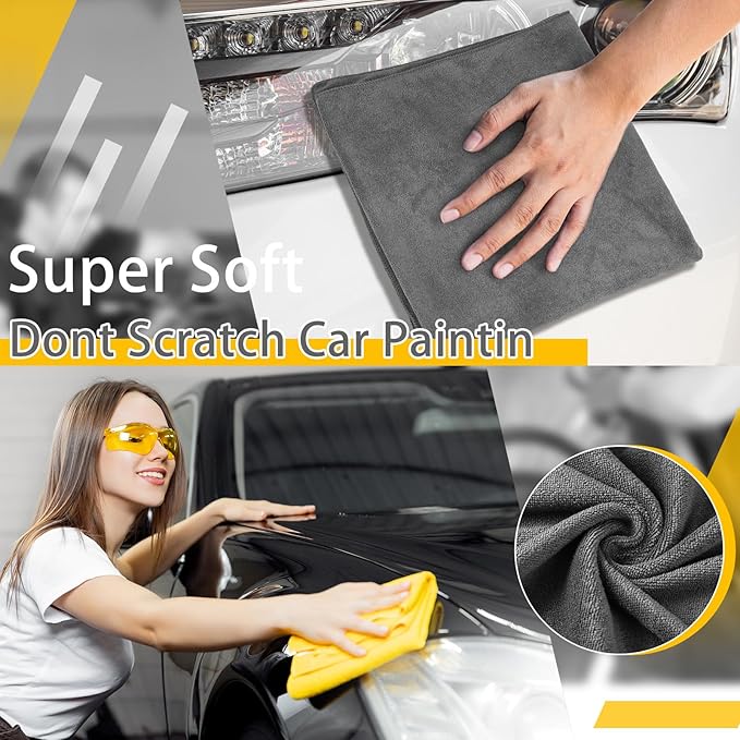 2 Pcs Microfiber Car Drying Towels Large Microfiber Cleaning Cloths for Car Highly Absorbent Drying Towels 55'' x 28'' Great Thick Soft Plush Cloths Washable No Scratch Lint Free Towel