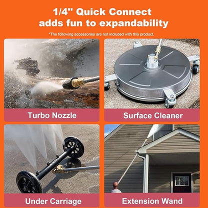Pressure Washer 5000PSI Power Washers Powered with 33ft Hose, 4 Nozzle and Foam Cannon, Powerwashers Cleaner Machine for Home, Cars, Orange