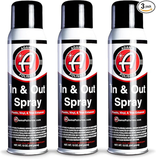 Adam's Polishes in and Out Spray, Car Detail Spray, Non-foaming, Low Gloss Coating, Deep Shine for Plastic and Trim, Good for Hard to Reach Areas, Watermelon Scent (3 Pack)