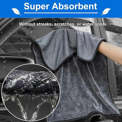 CICMOD Car Drying Towels 35"x24" Large Microfiber Towels for Car Detailing Gray - 2 Pack