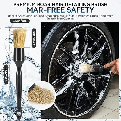 Eomarce Tire Brushes for Cleaning Tires, Car Wheel Brushes for Cleaning Wheels, Rim Cleaner Brush for Car Detailing, Premium Wheel Cleaner Brush Kit Safe for Cars, Trucks, SUVs, RVs, Motorcycles