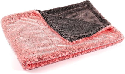Maxshine 24" x 36" Universal Pink Car Drying Towel – 1200 GSM Rinse-Free Double-Sided Microfiber – Plush, Super Absorbent Towel for Car Wash & Detailing