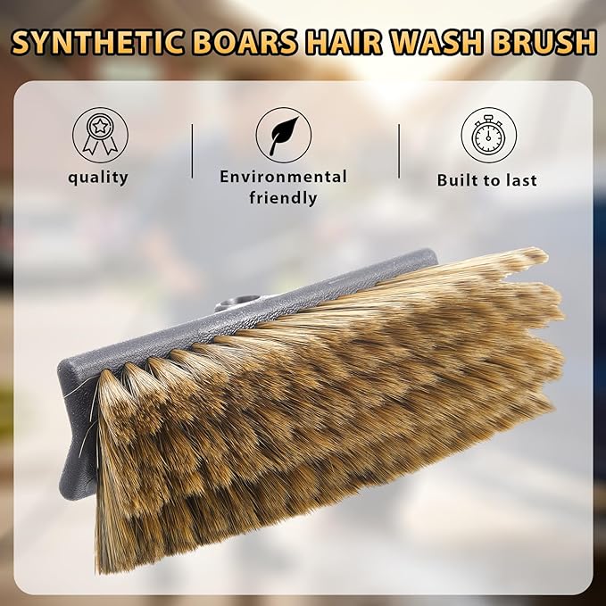 Boar's Hair Car Wash Brush 10 in Synthetic Bristles Safely Lifts Dirt Premium Curved Bristles Soft, Scratch-Free Cleaning Durable & Versatile for Cars, Trucks & Rvs