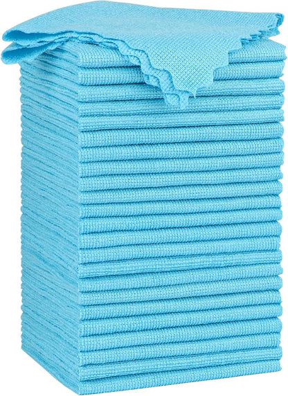 Orighty Cleaning Cloths 12x12 inch, Pack of 24, Highly Absorbent Microfiber Cleaning Supplies, Lint Free Cloths for Multiple-use, Powerful Cleaning Rags for House, Kitchen, Car Care (Blue)
