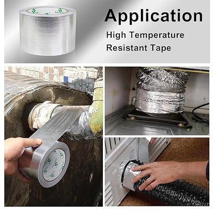 BOMEI PACK Adhesive Aluminum Foil Heat Shield Tape Barrier 3in x 66ft, Fiberglass Thermal Insulation Reflective Material High Temp Protection