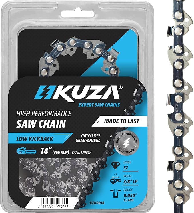 14 Inch Chainsaw Chain 3/8" LP Pitch, 050" Gauge, 52 Drive Links, German Steel, fits Husqvarna 120i, 135, Echo CS-310, Ryobi RY3714, Makita XCU11Z, EGO, WORX, POULAN and more