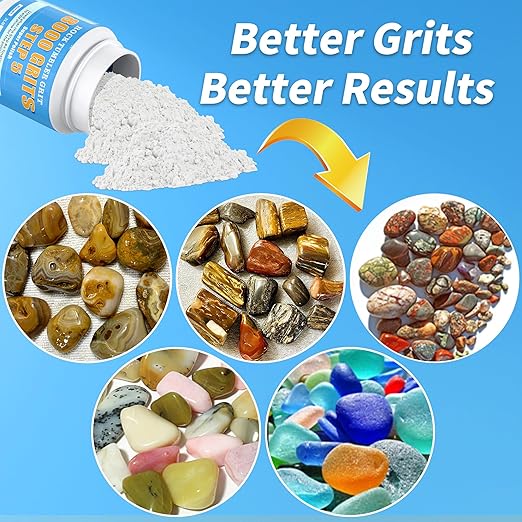 Rock Tumbler Grit - 8000 Grit Aluminum Oxide Polish for Final Step 5, Ultra-Fine Abrasive Powder for Rocks, Glass, Gems & Jewelry Making - Premium Polish Refill for High Gloss Finish, 1 Lb