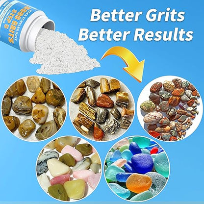 Rock Tumbler Grit - 8000 Grit Aluminum Oxide Polish for Final Step 5, Ultra-Fine Abrasive Powder for Rocks, Glass, Gems & Jewelry Making - Premium Polish Refill for High Gloss Finish, 1 Lb