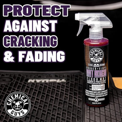 Chemical Guys Mat Renew Rubber and Vinyl Car Floor Mat Cleaner & Protectant - Cleans & Restores Rubber Liners, Running Boards, Safe for Cars, Trucks, SUVs, and More - 16 oz