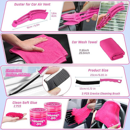 38PCS Car Detailing Kit Interior Cleaner with High Power Handheld Vacuum, Car Wash kit with Detailing Brush Set,Car Interior Detailing Kit,,Pink Car Accessories for Motorcycle,Cars,Gift for Women
